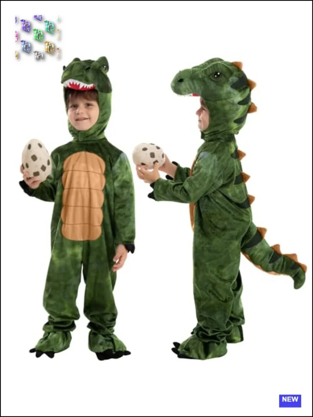 Realistic T-Rex Costume Jumpsuit with Hood and Egg for Kids Halloween